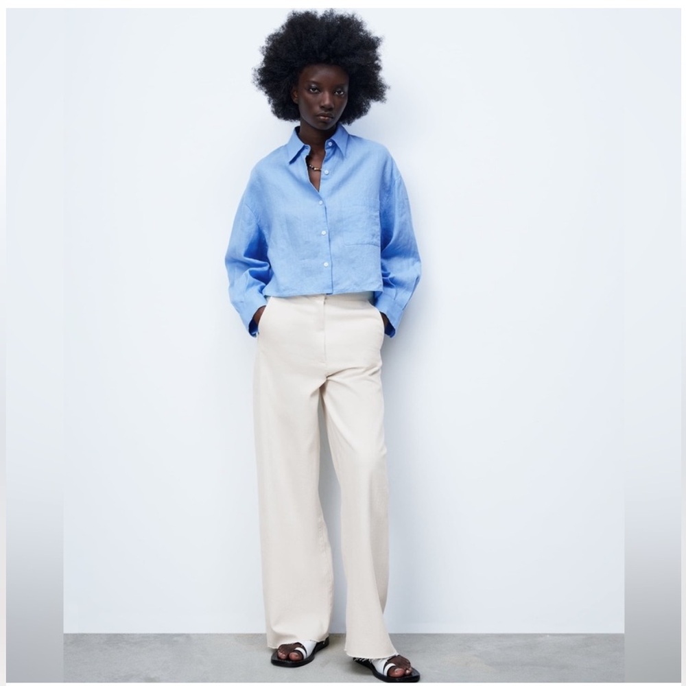 Zara The Alma Wide Leg Denim in Ecru